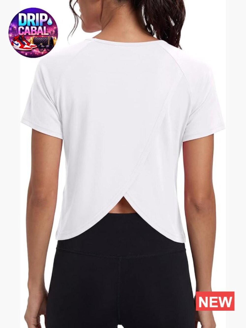 Short Sleeve Crop Workout Tee Open Back Athletic Yoga Top